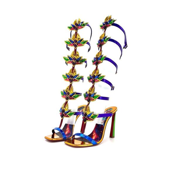 NEW Christian Louboutin Marvel Sea Warrior 100 Gladiator Knee High Sandals 39.5 - Picture 1 of 10